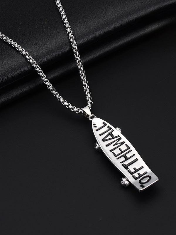 Skateboard Shape Titanium Necklace