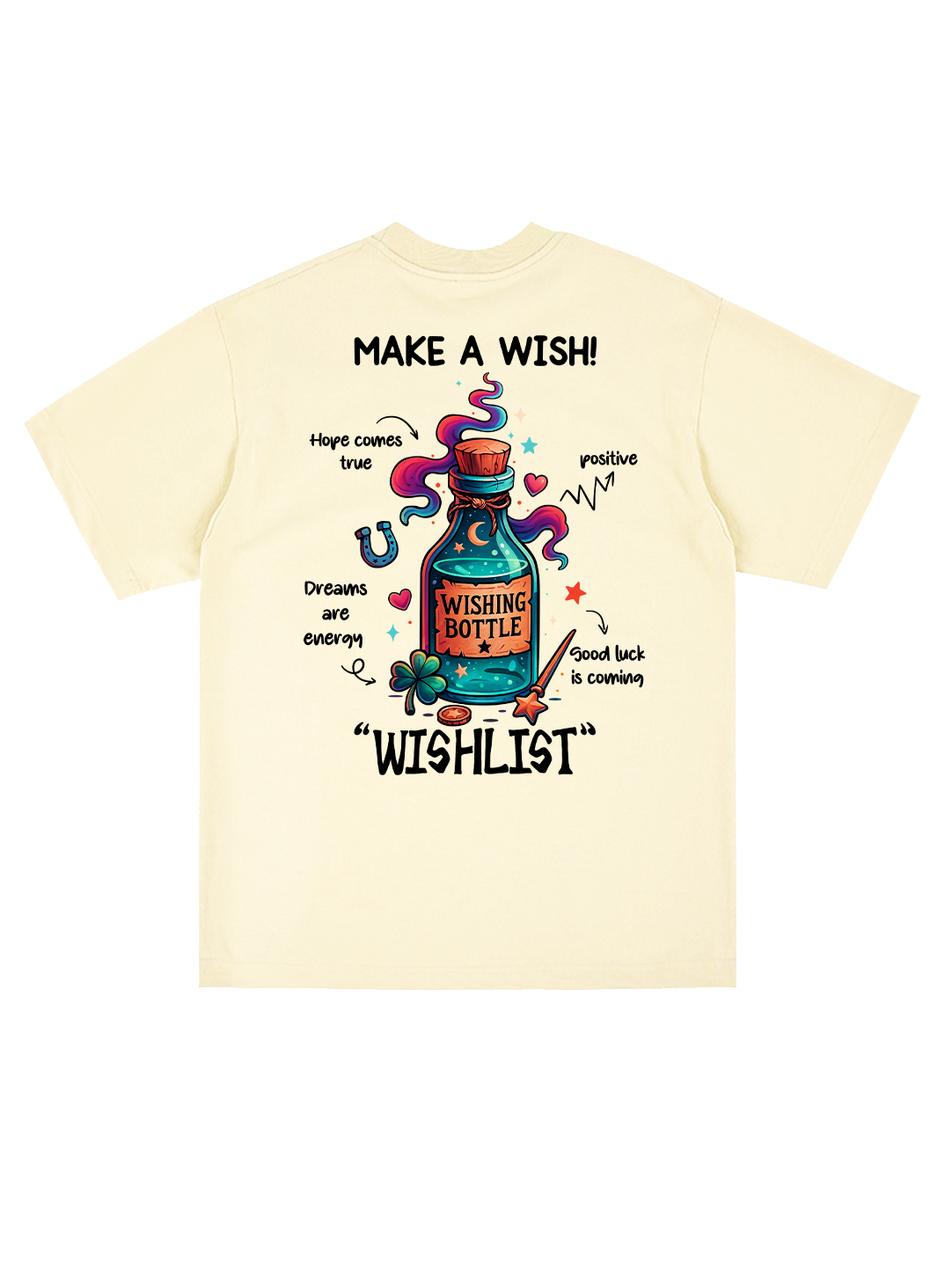 Make A Wish Printed Short-sleeved Cotton T-shirt