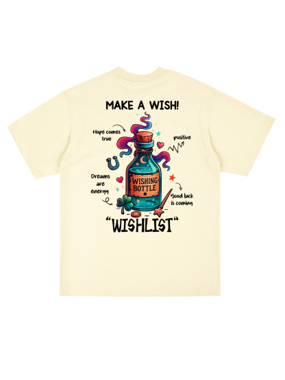 Make A Wish Printed Short-sleeved Cotton T-shirt