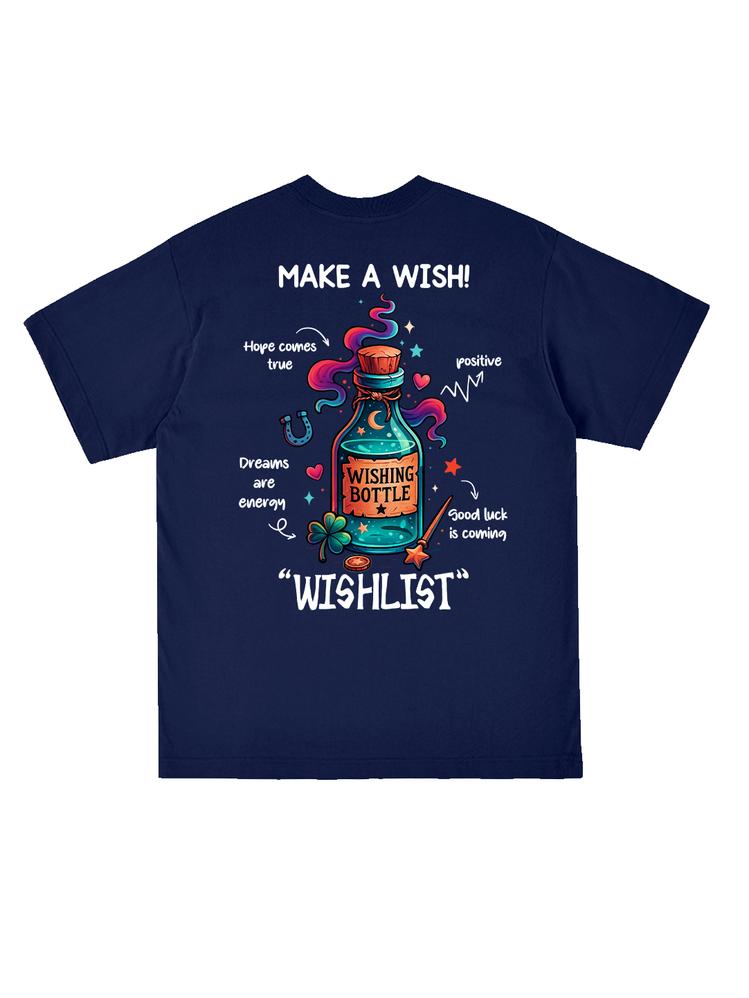 Make A Wish Printed Short-sleeved Cotton T-shirt