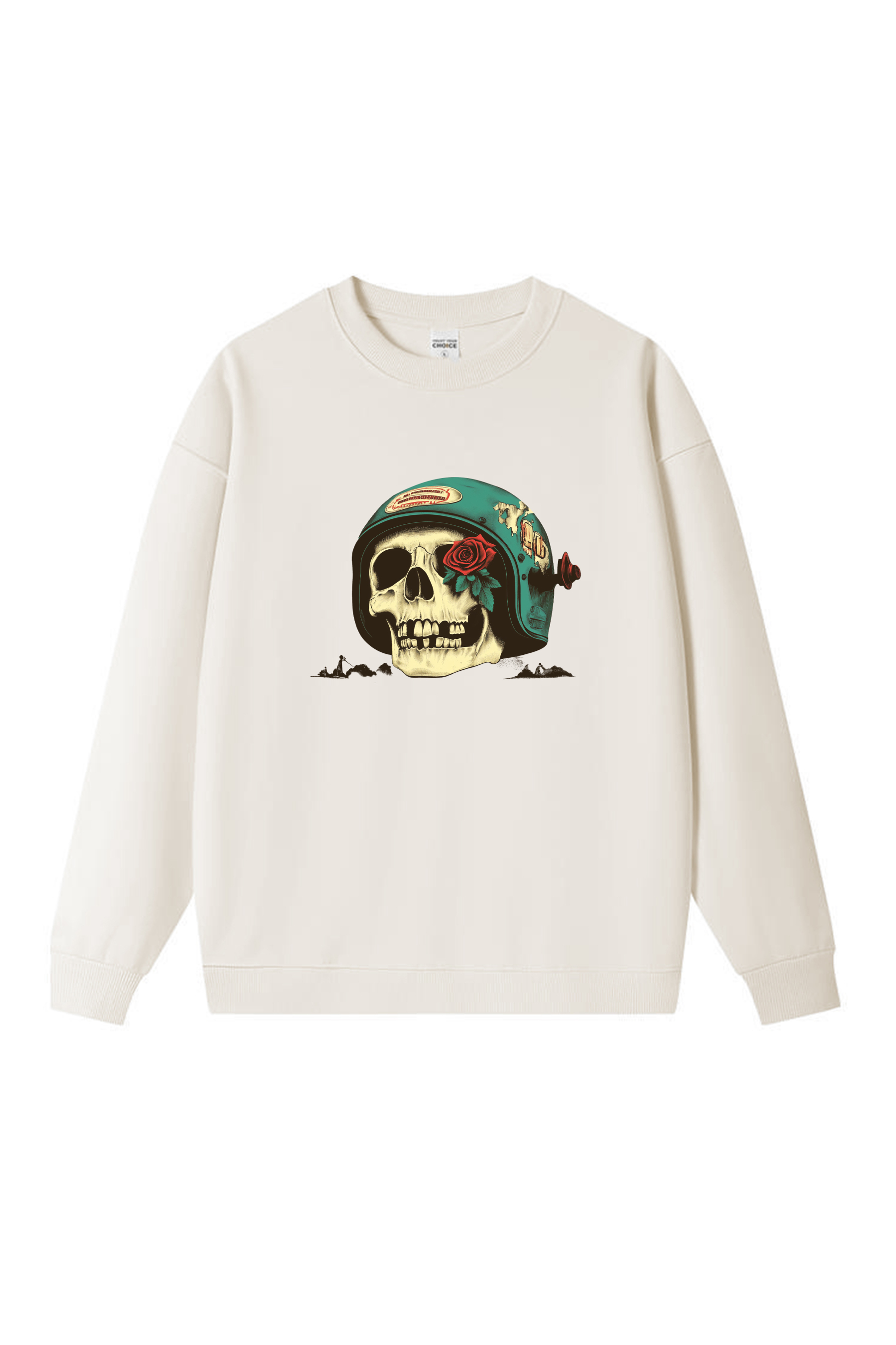 Skull print long-sleeved cotton T-shirt