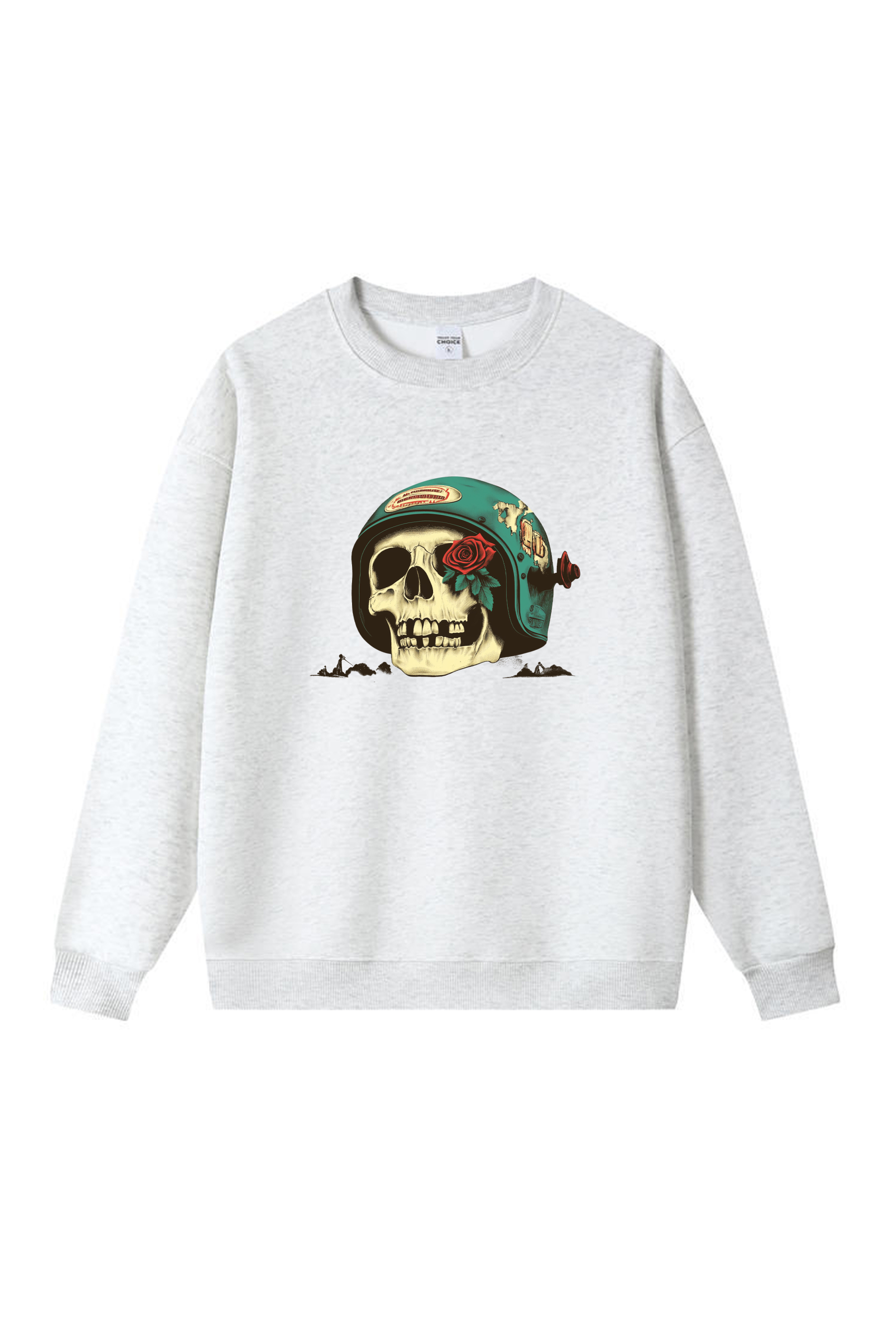 Skull print long-sleeved cotton T-shirt