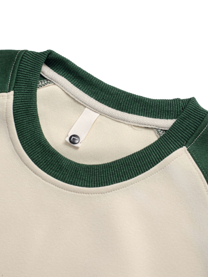 Dog Print Long Sleeve Paneled Cotton T-Shirt