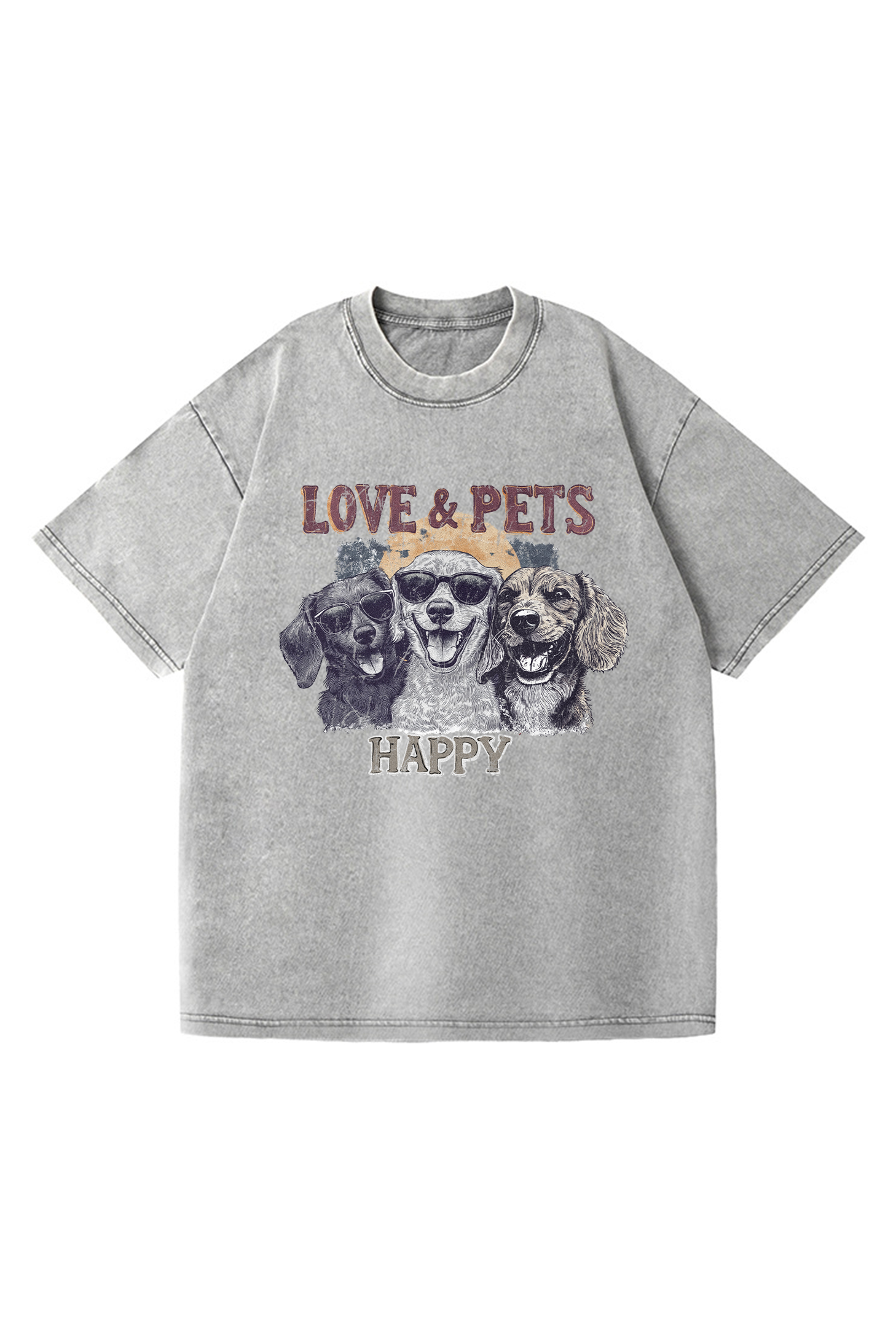 Love and Pets Printed Short-sleeved Cotton T-shirt