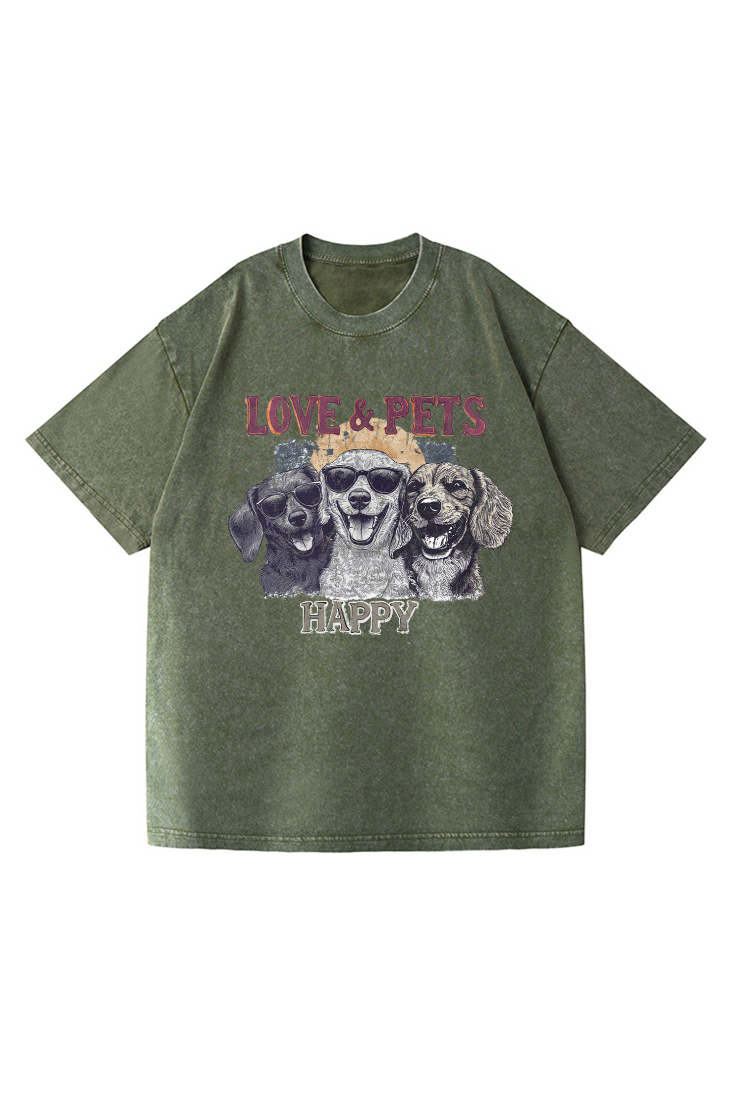 Love and Pets Printed Short-sleeved Cotton T-shirt