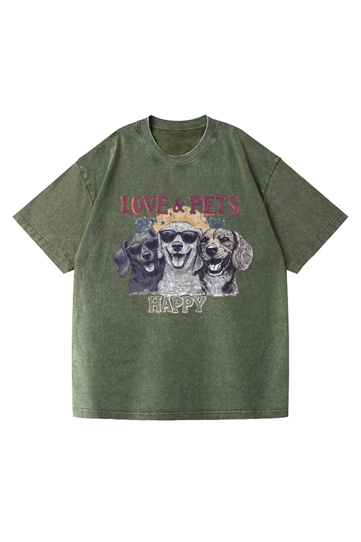 Love and Pets Printed Short-sleeved Cotton T-shirt