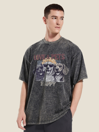 Love and Pets Printed Short-sleeved Cotton T-shirt