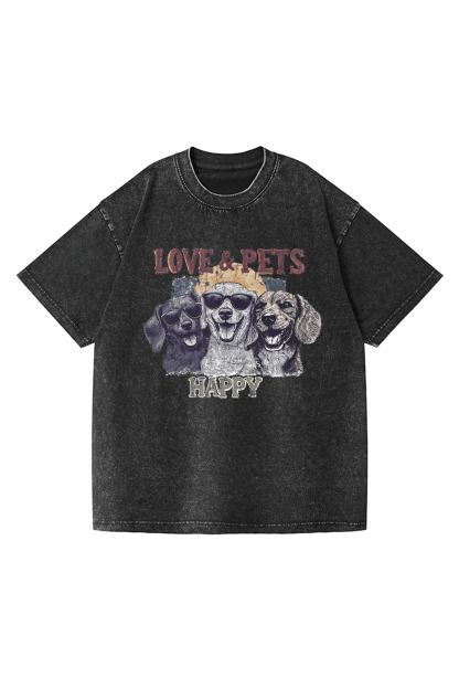 Love and Pets Printed Short-sleeved Cotton T-shirt