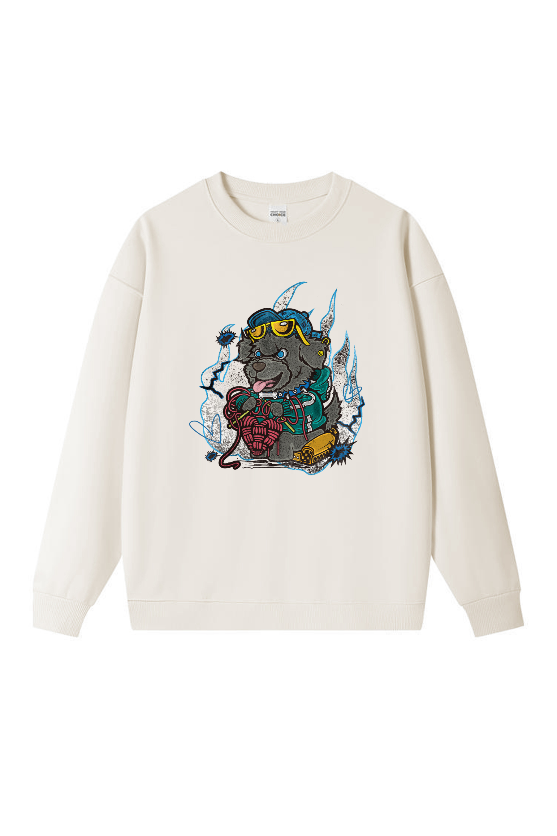 Dog Print Long-sleeved Cotton T-shirt