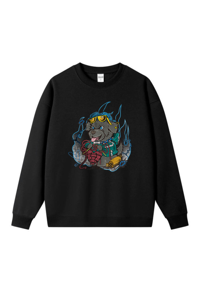 Dog Print Long-sleeved Cotton T-shirt