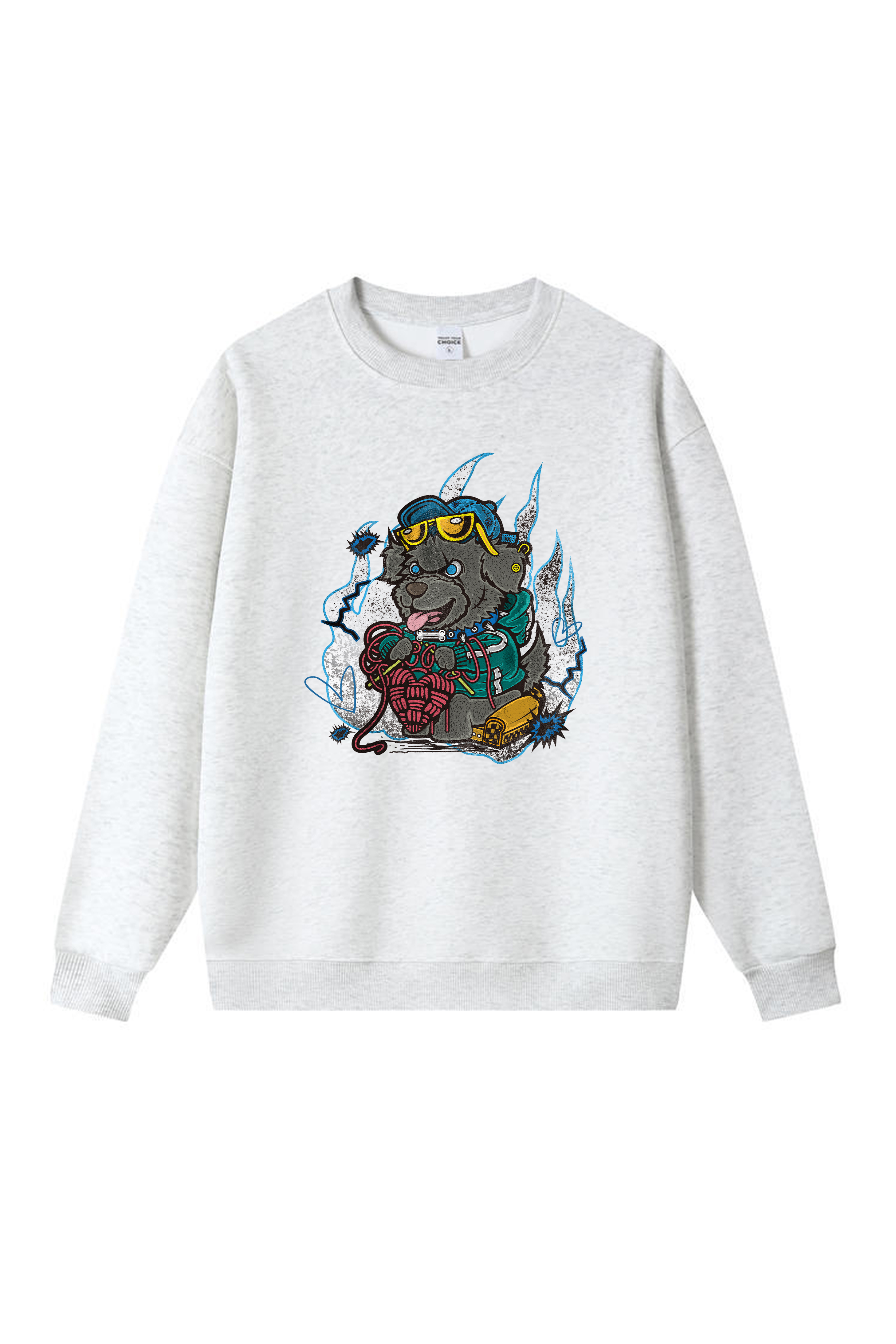 Dog Print Long-sleeved Cotton T-shirt