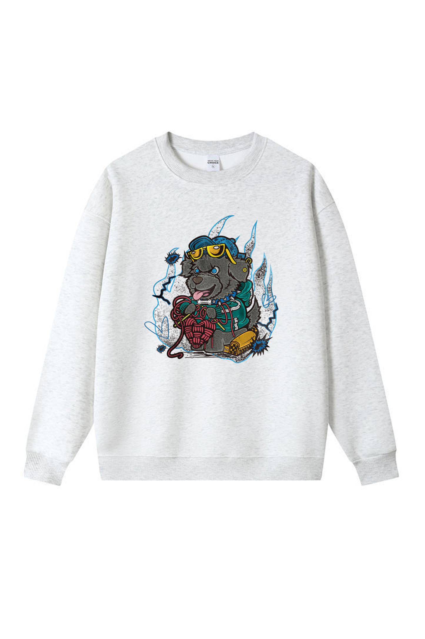 Dog Print Long-sleeved Cotton T-shirt