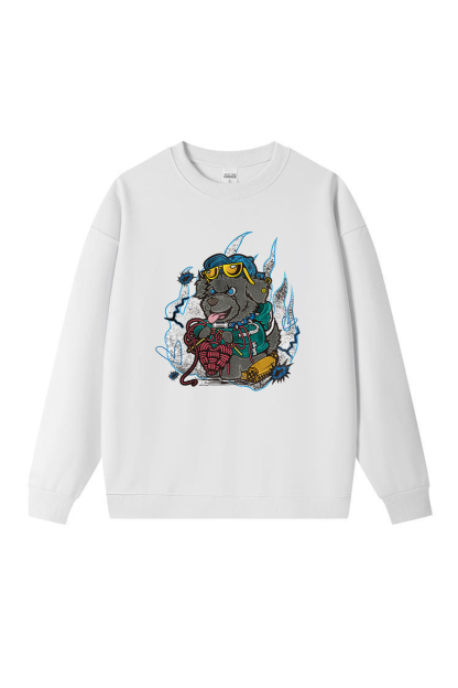 Dog Print Long-sleeved Cotton T-shirt