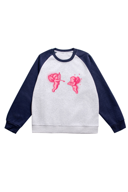 Cupid Love Print Long Sleeve Cotton T-Shirt