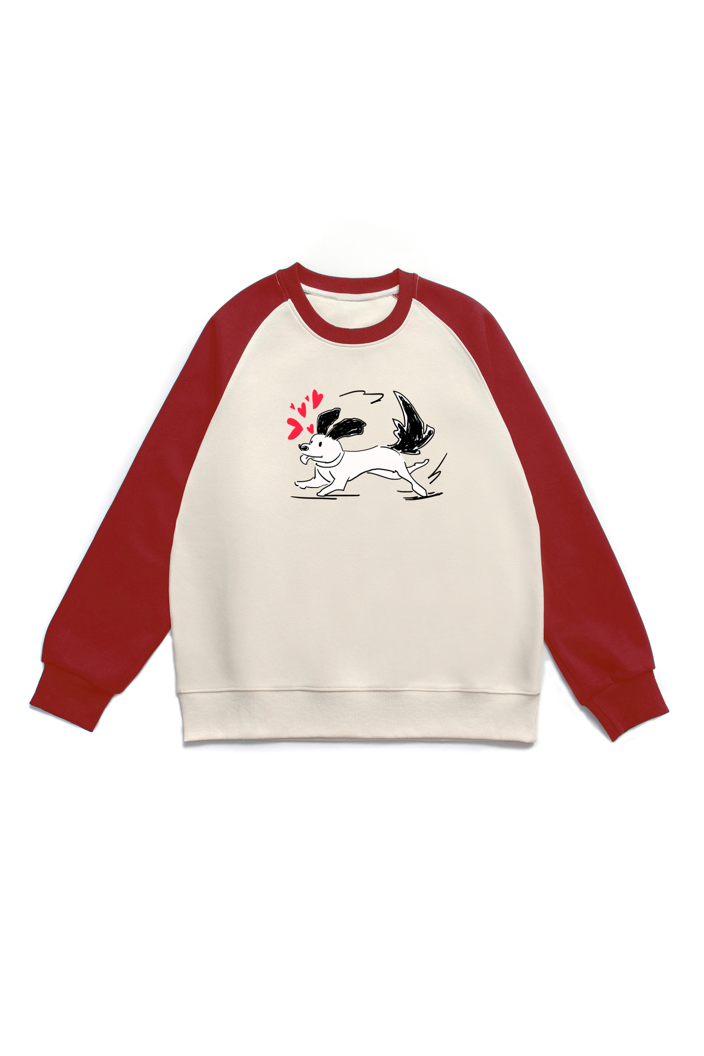 Dog Print Long Sleeve Paneled Cotton T-Shirt