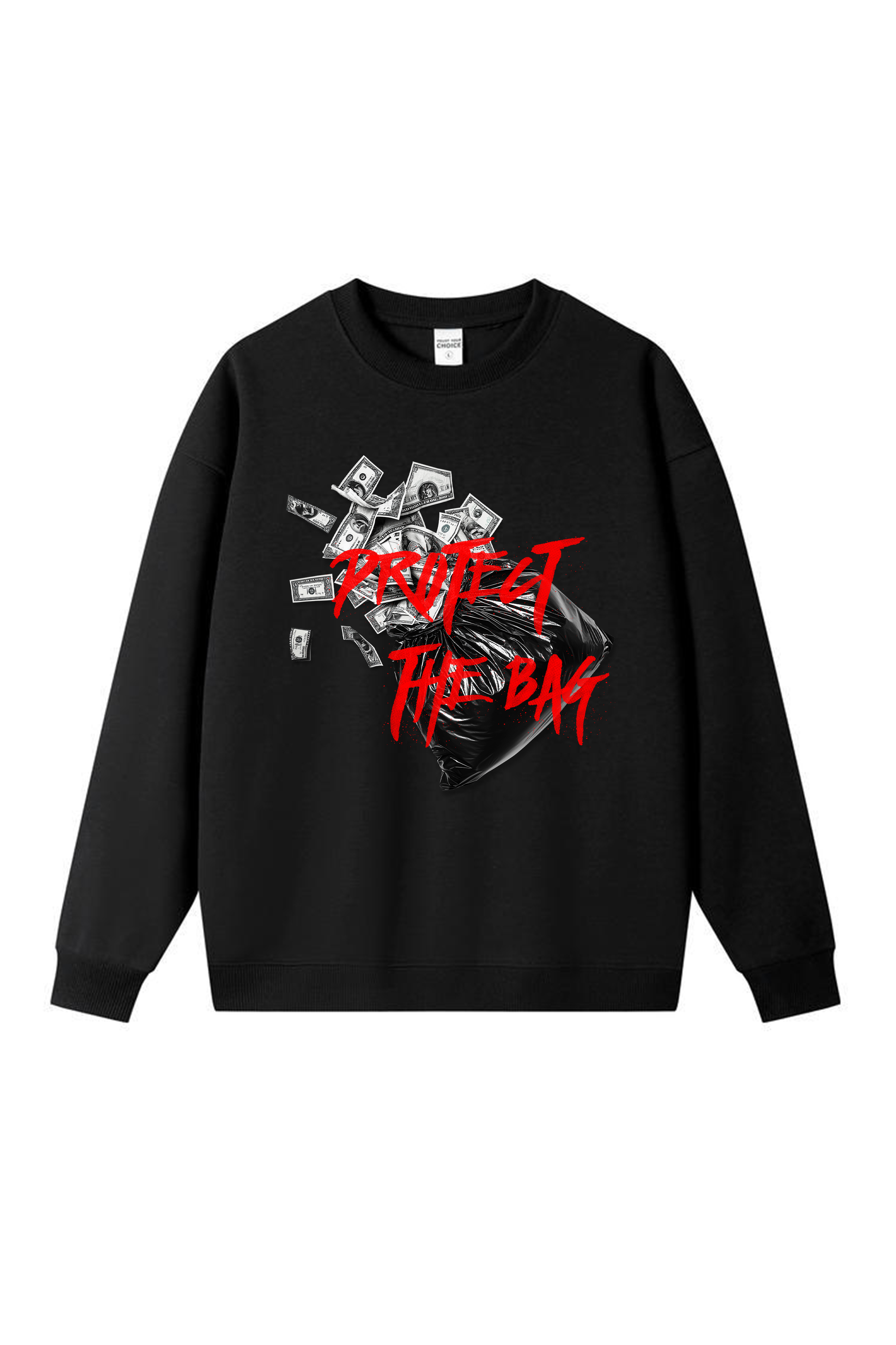 Protect The Bag Print Long-sleeved Cotton T-shirt