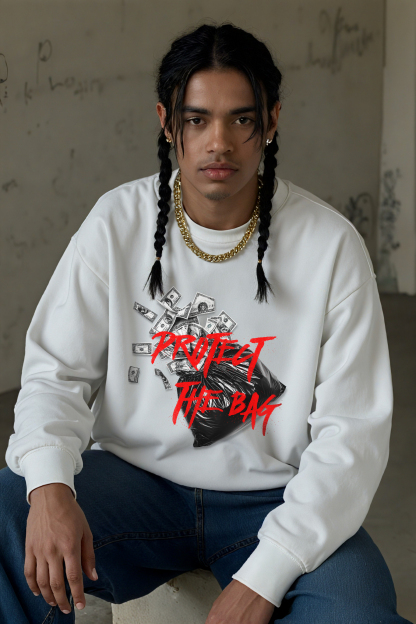 Protect The Bag Print Long-sleeved Cotton T-shirt