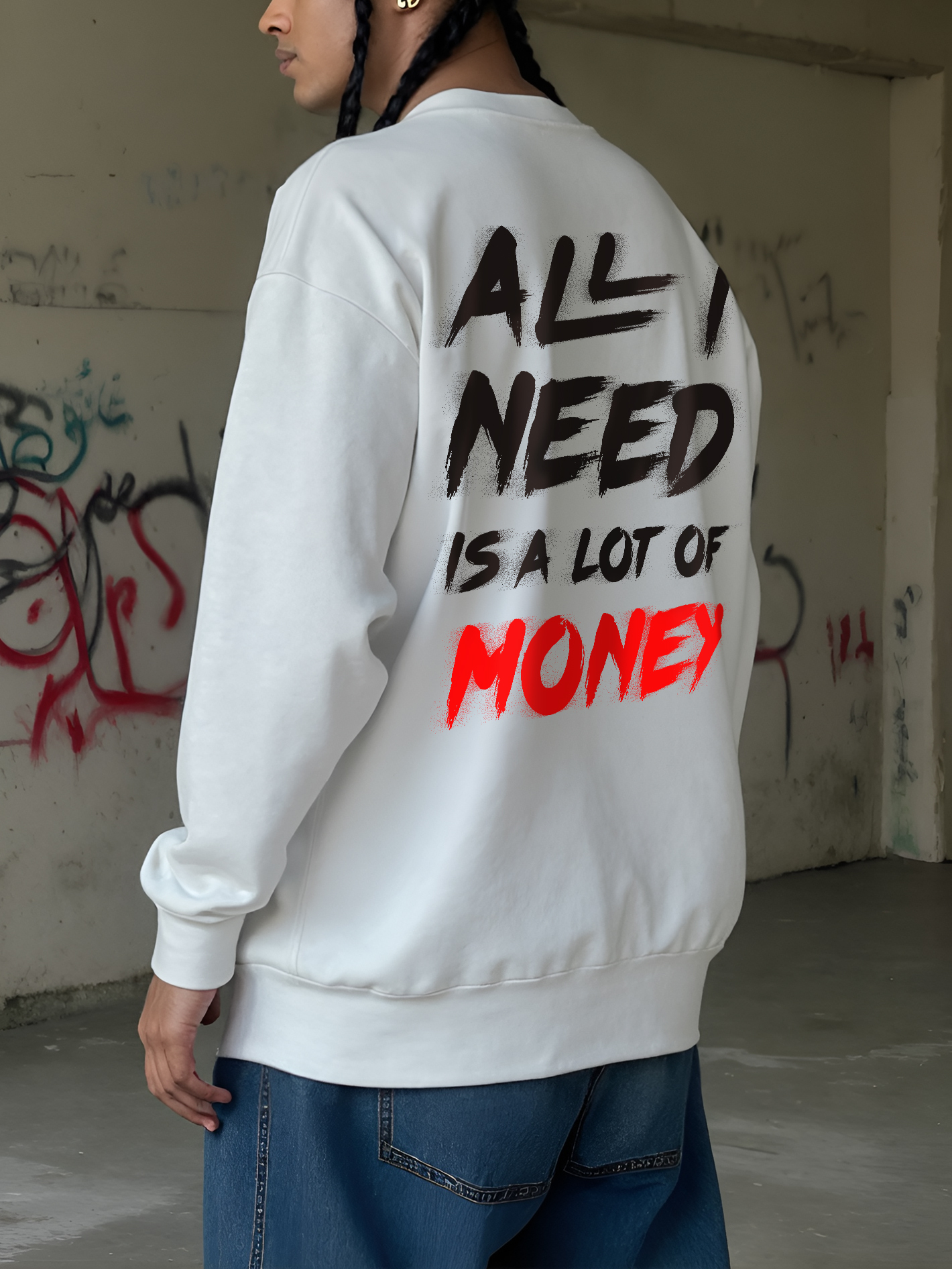 Protect The Bag Print Long-sleeved Cotton T-shirt