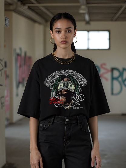 All I See Is Money Printed Short-sleeved Cotton T-shirt