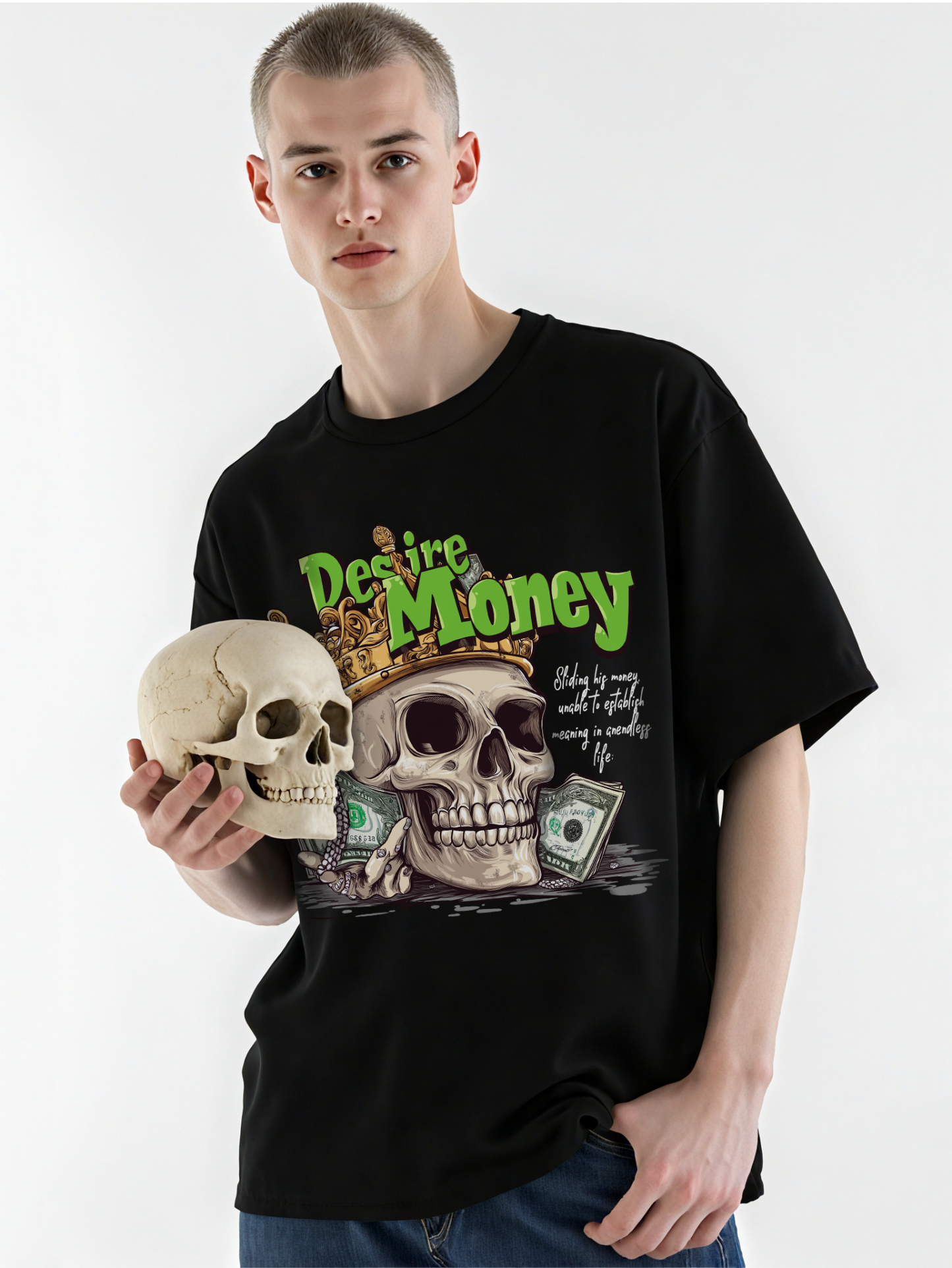 Desire Money Printed Short-sleeved Cotton T-shirt