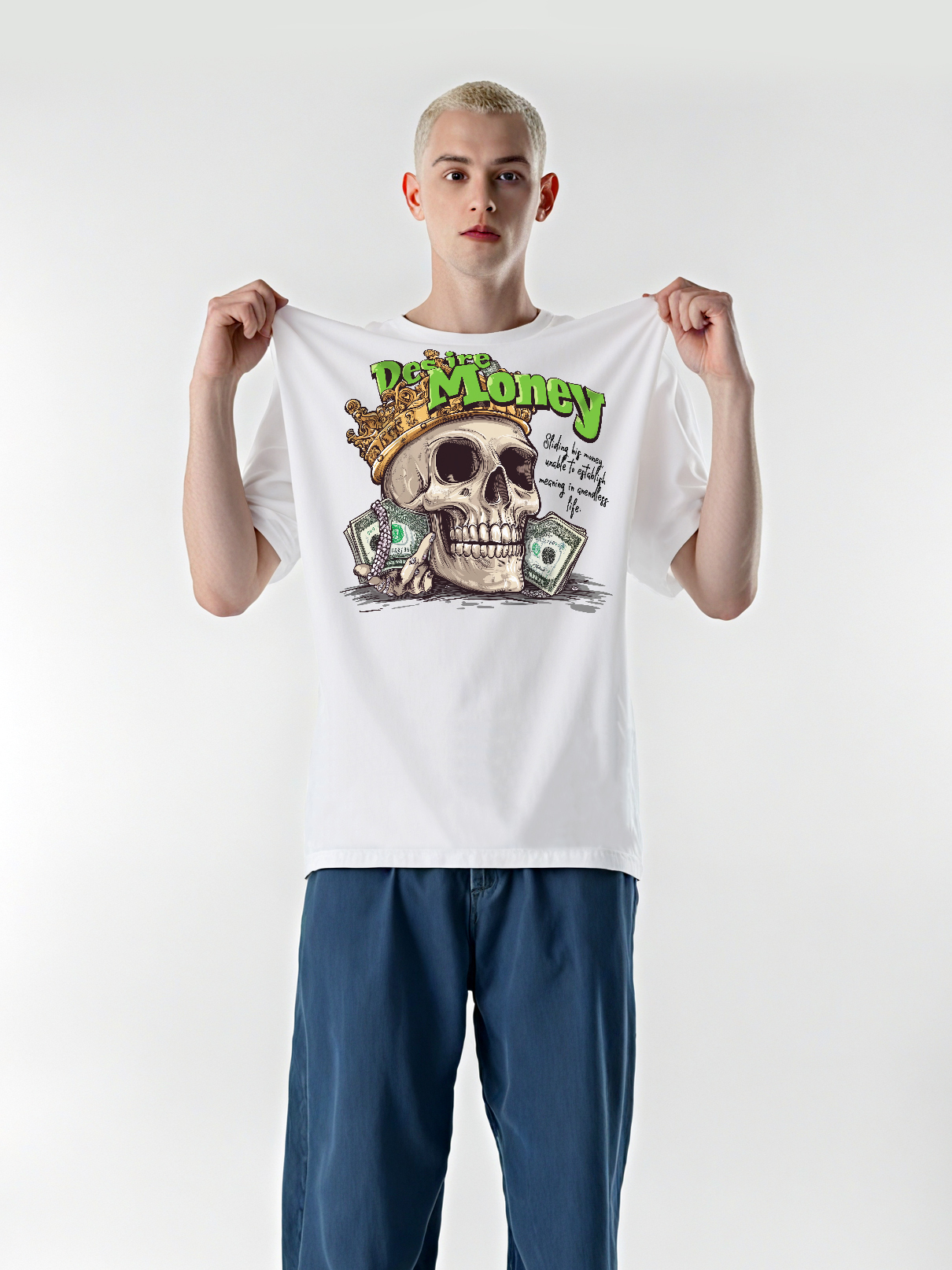 Desire Money Printed Short-sleeved Cotton T-shirt