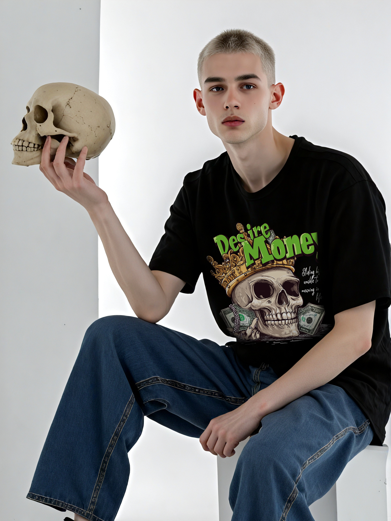 Desire Money Printed Short-sleeved Cotton T-shirt