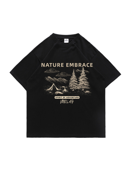 Nature Embrace Printed Short-sleeved Cotton T-shirt