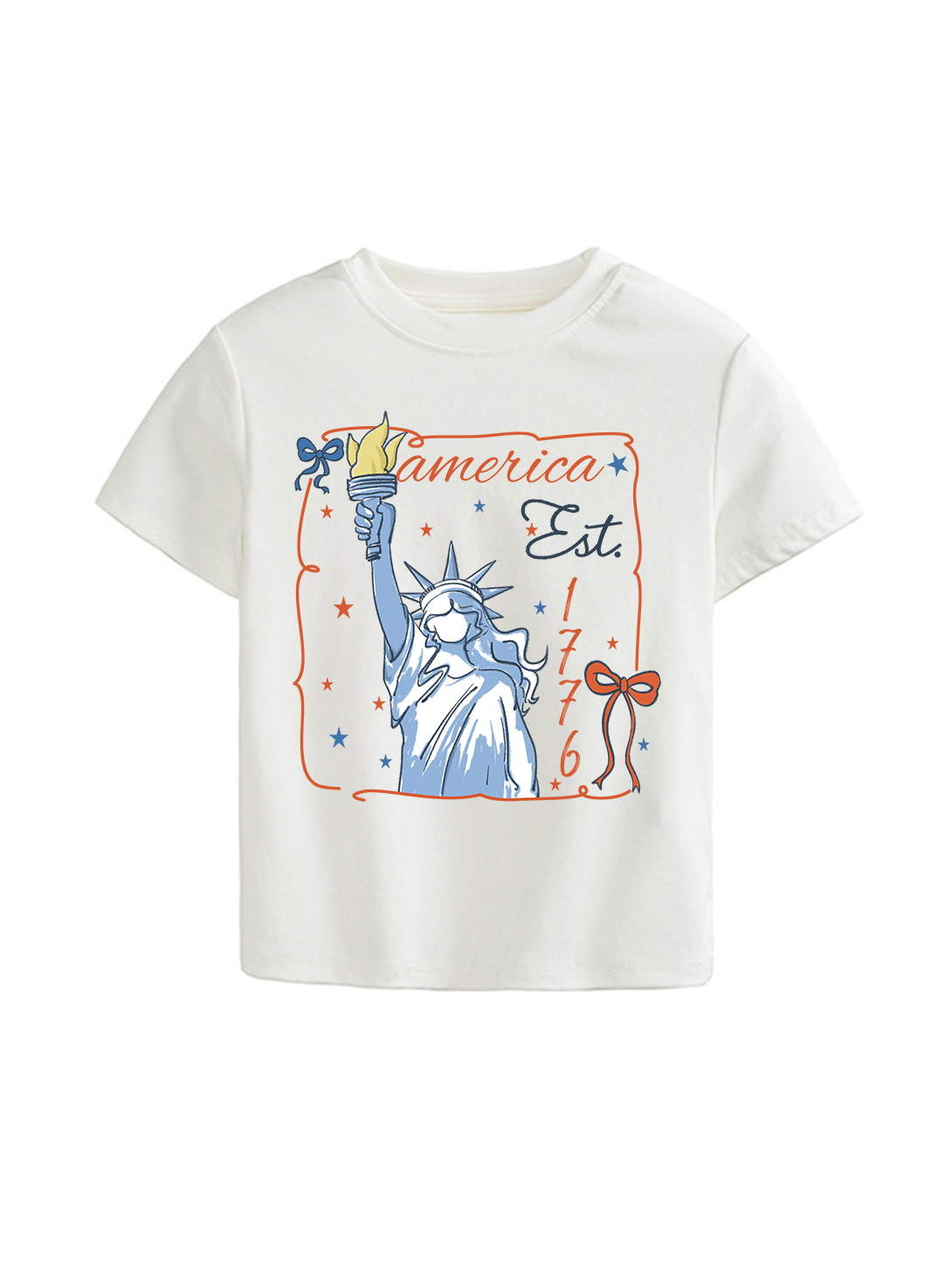 America Est Printed Straight Shoulder Short-sleeve T-shirt For Women