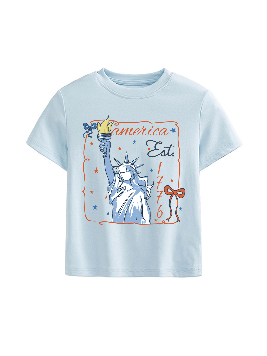 America Est Printed Straight Shoulder Short-sleeve T-shirt For Women