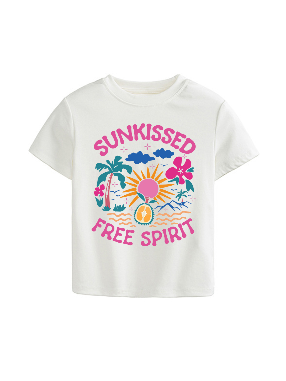 SunkiPrinted High Waist Waist-Defining Essential Short-sleeve Top For 