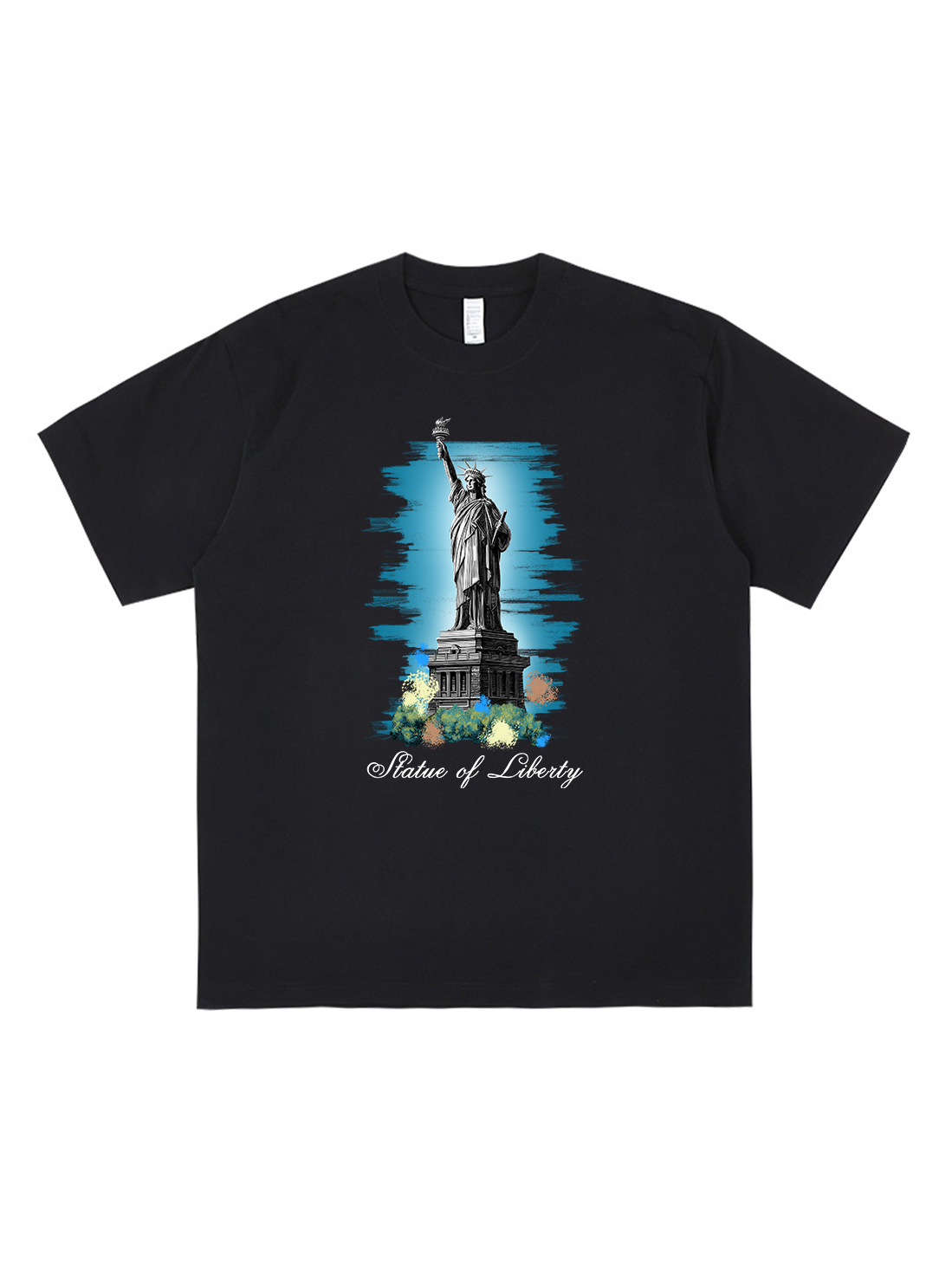 Statue Of Liberty Printed Short-sleeved Cotton T-shirt