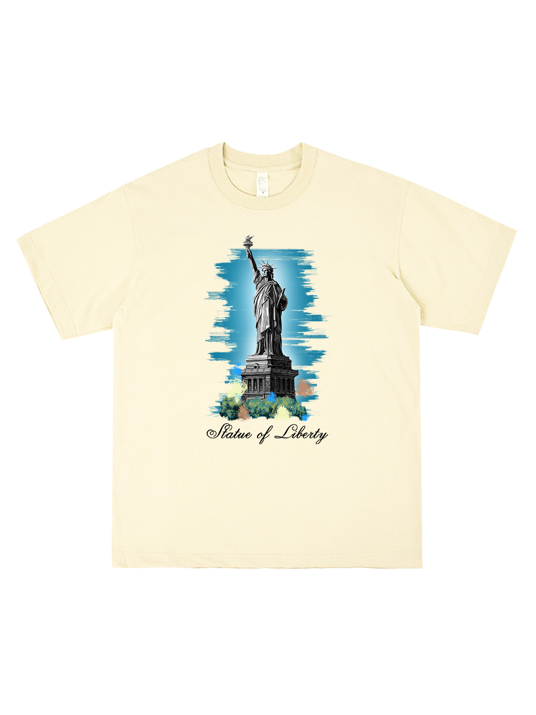 Statue Of Liberty Printed Short-sleeved Cotton T-shirt