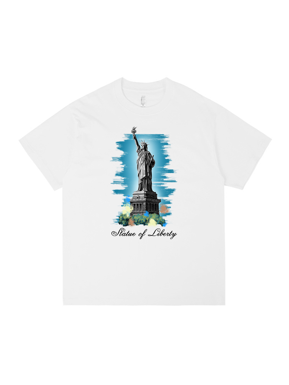 Statue Of Liberty Printed Short-sleeved Cotton T-shirt