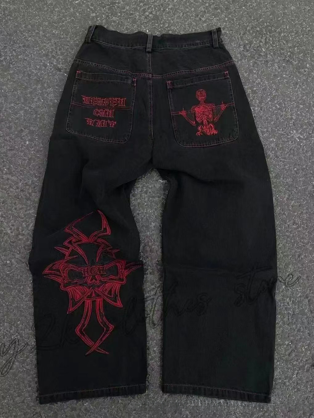 Vintage Washed Y2K Embroidered Hip-hop Pattern Jeans
