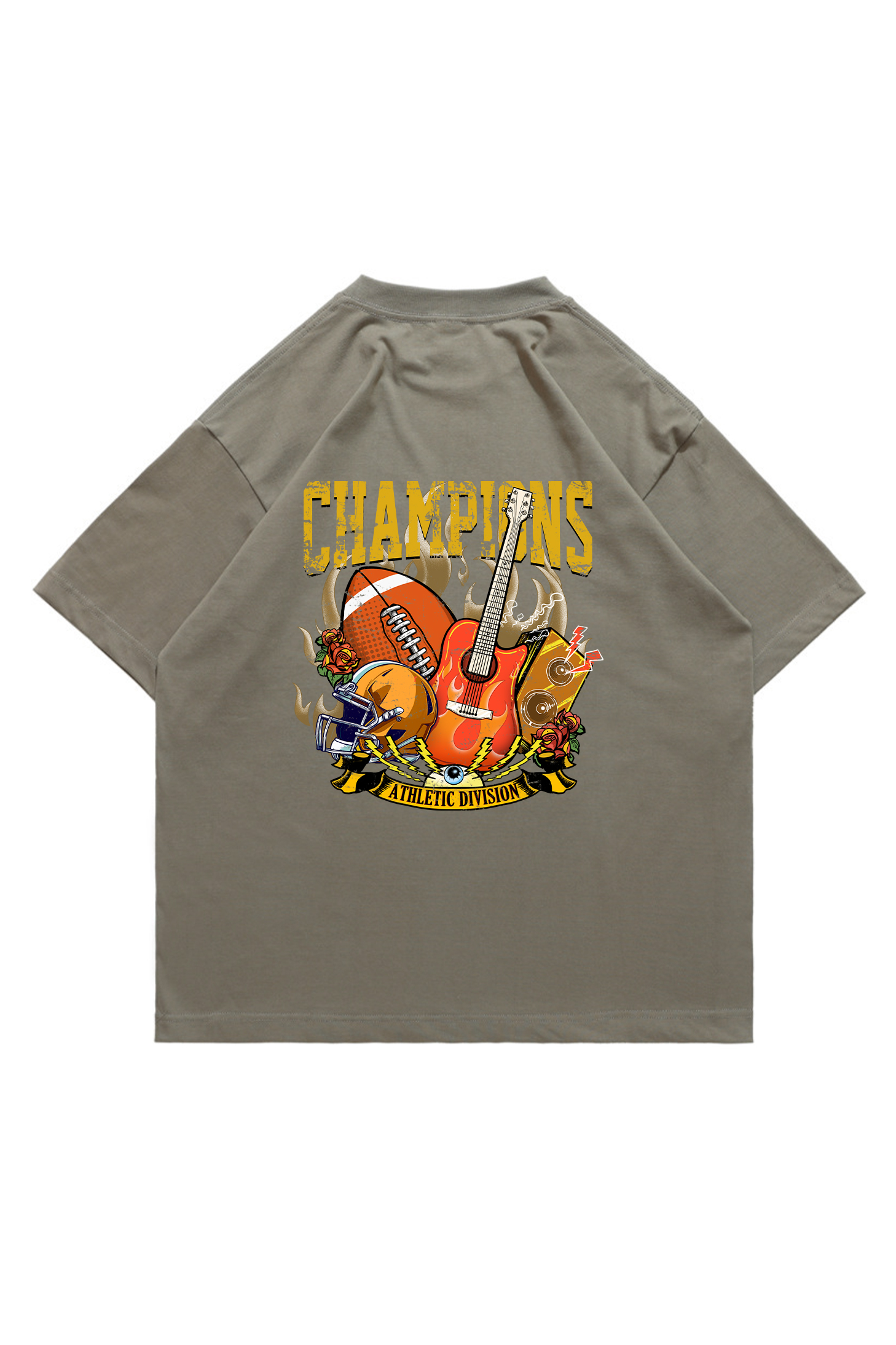 Champion Football Guitar Print Short-sleeved Cotton T-shirt