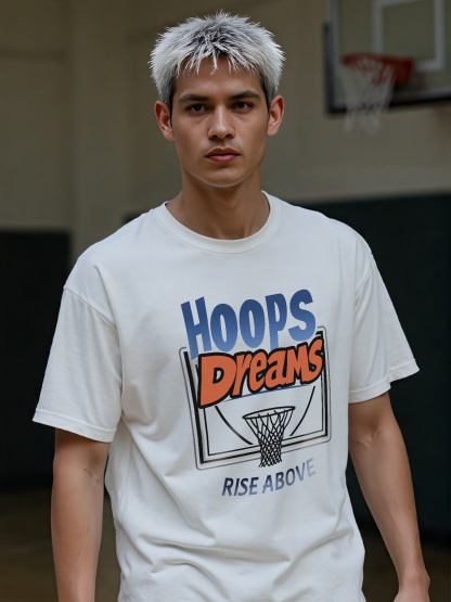 Hoops Dreams Printed Short-sleeved Cotton T-shirt