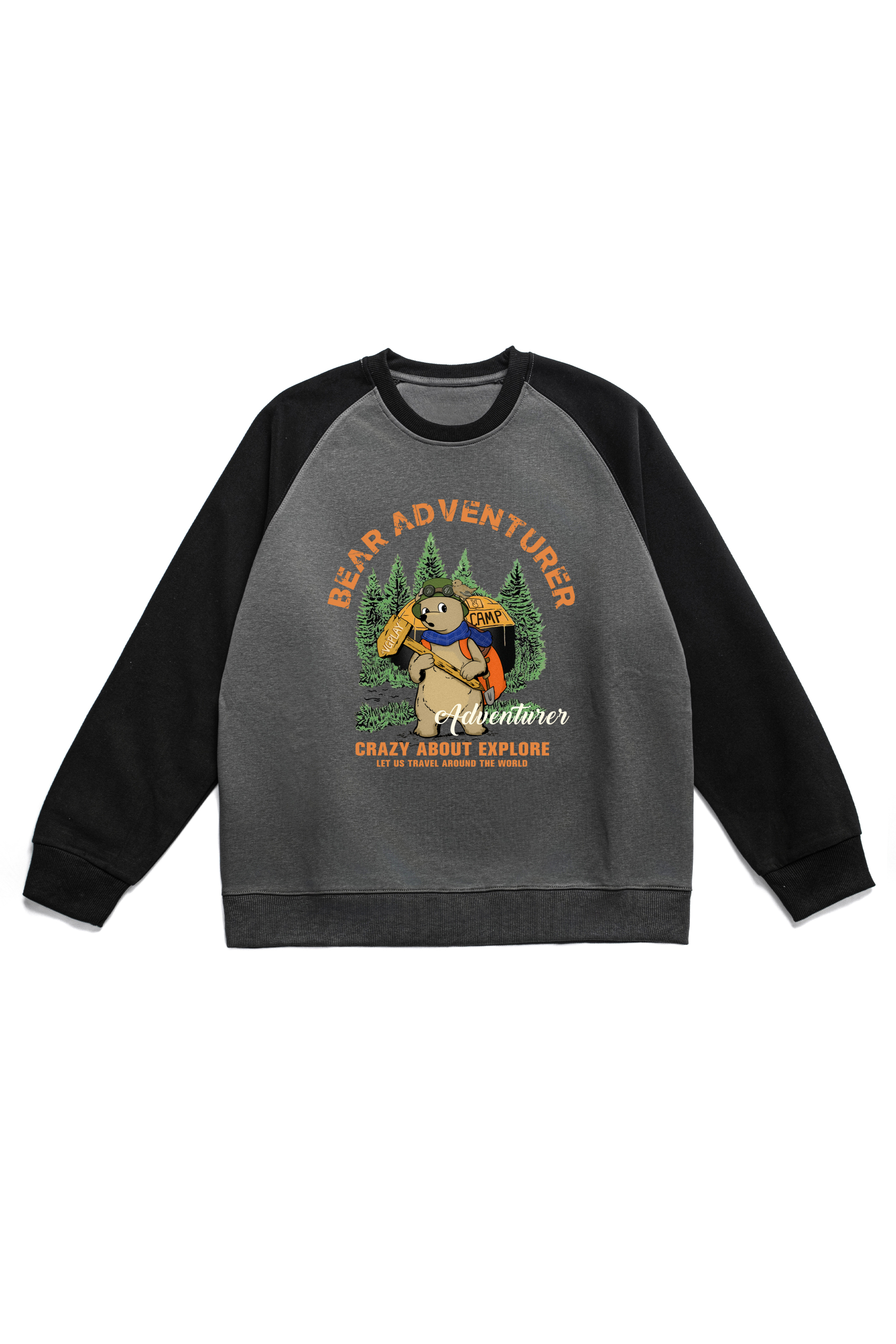 Bear Adventure Print Long Sleeve Cotton T-Shirt