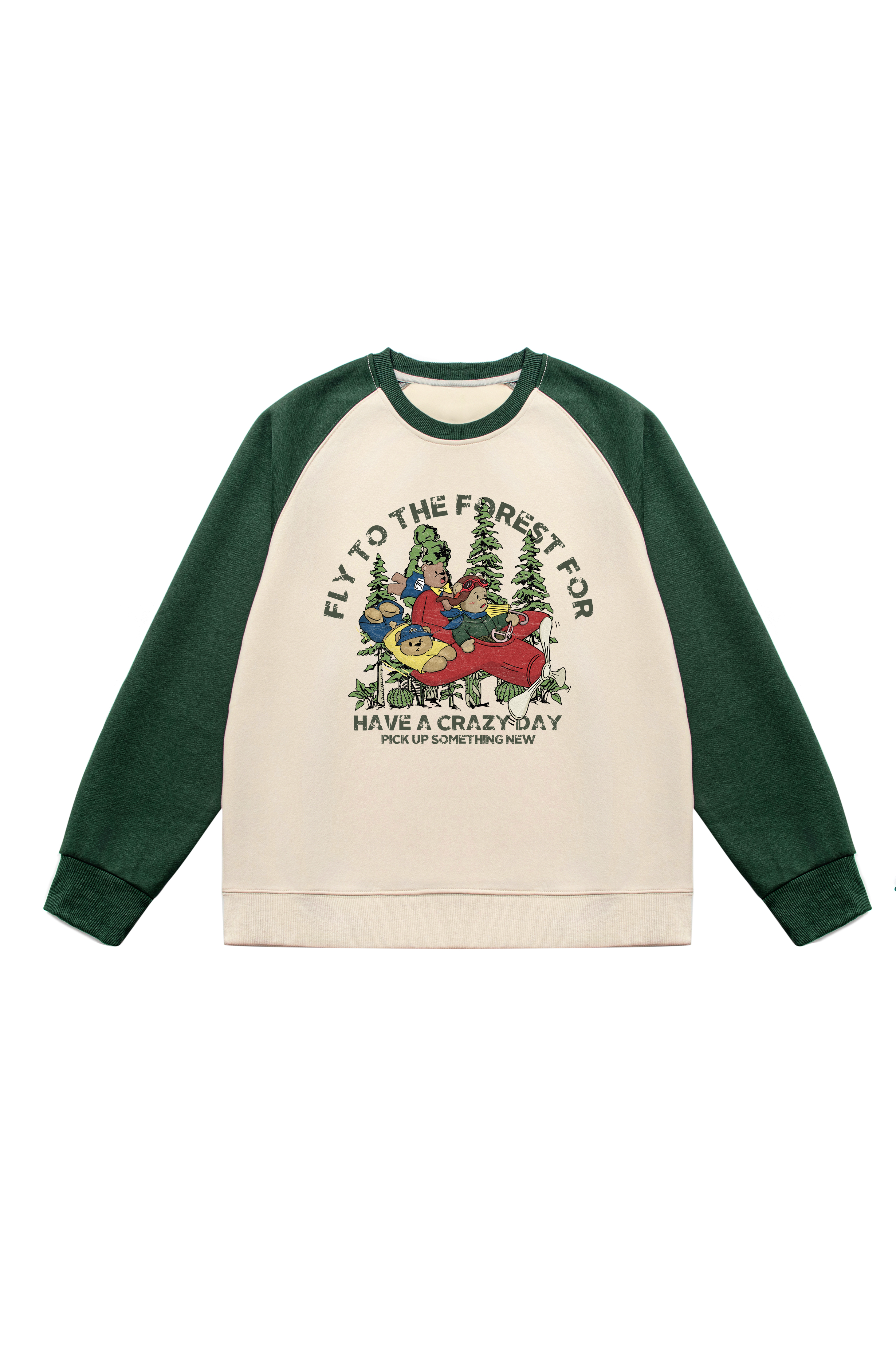 Flying to the Forest Print Long Sleeve Cotton T-Shirt