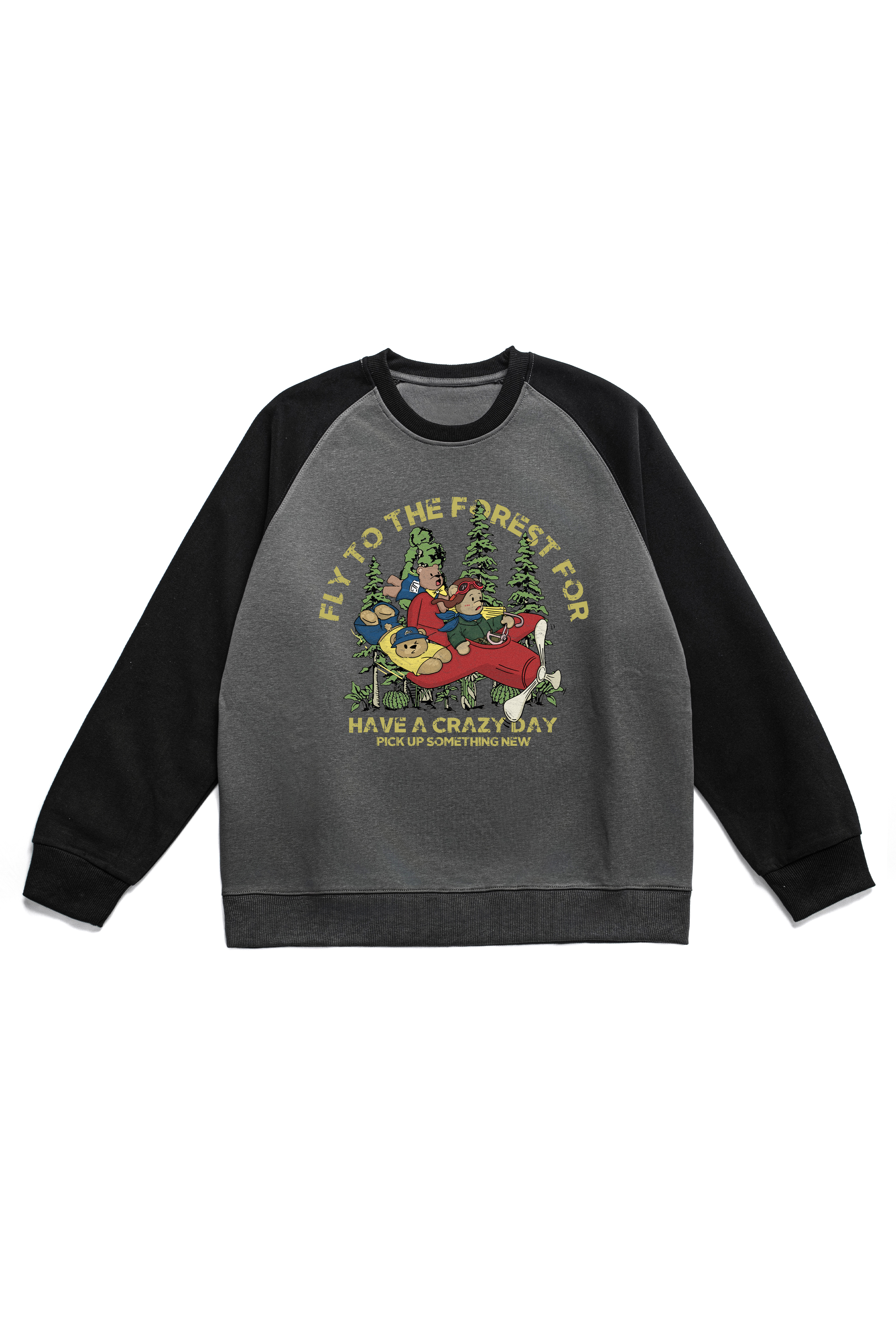 Flying to the Forest Print Long Sleeve Cotton T-Shirt