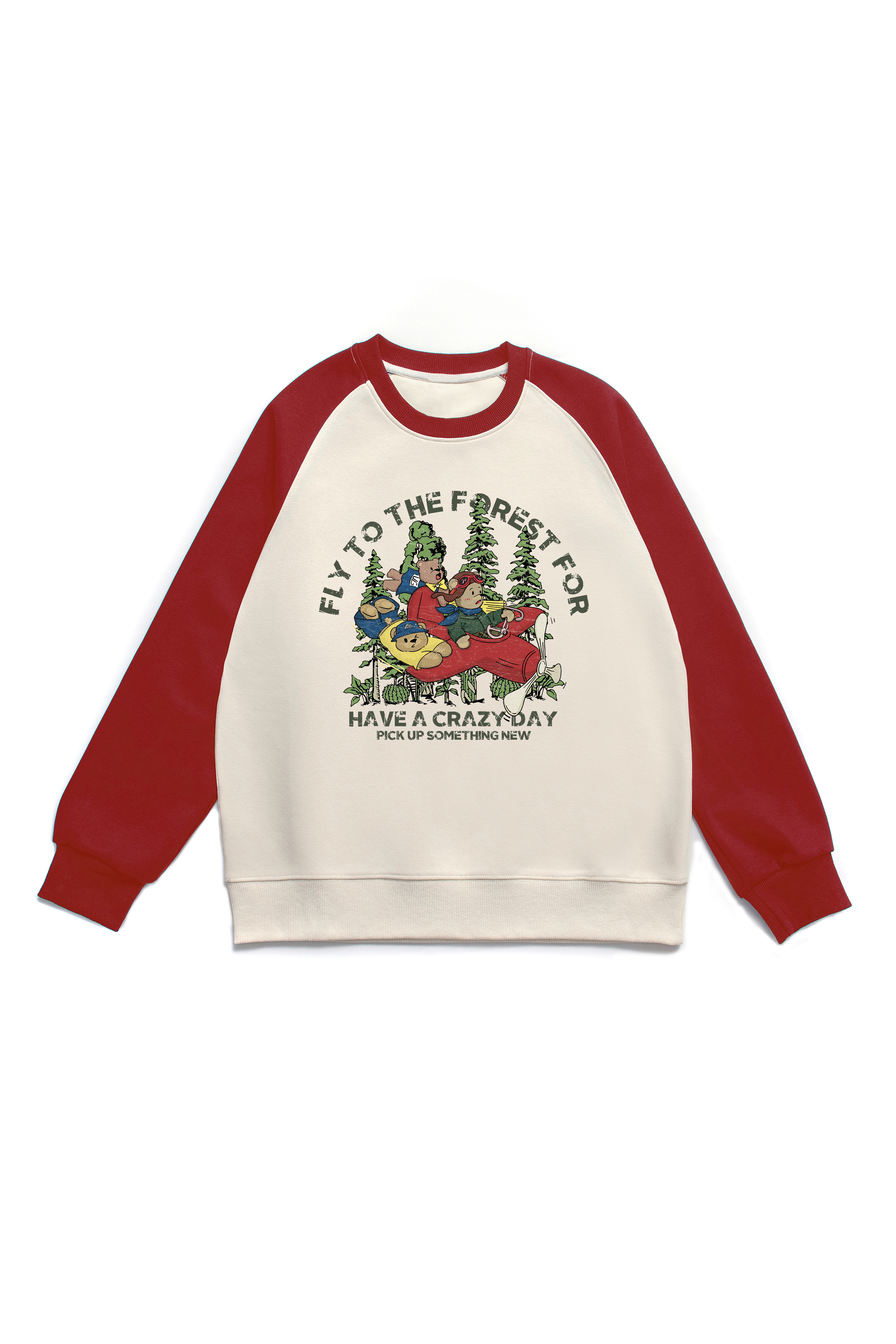 Flying to the Forest Print Long Sleeve Cotton T-Shirt