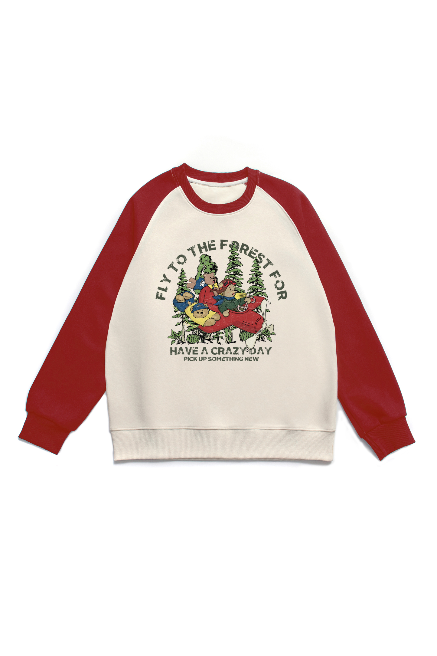 Flying to the Forest Print Long Sleeve Cotton T-Shirt