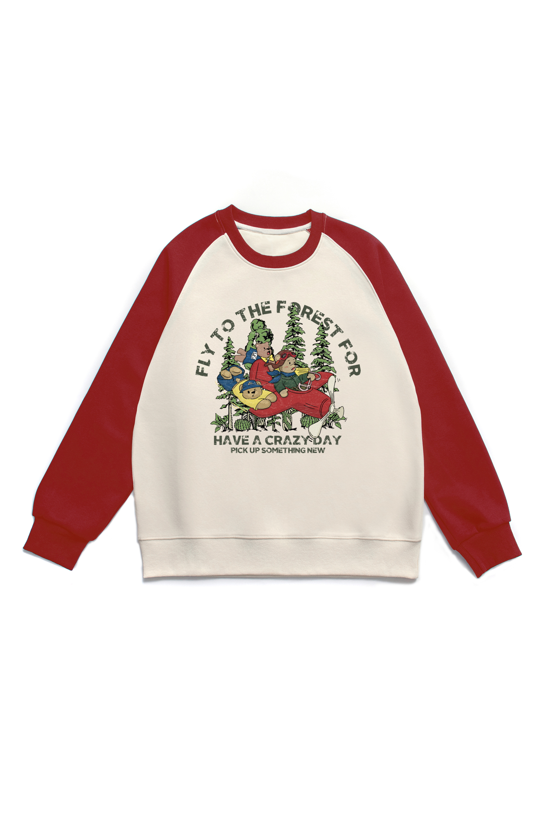 Flying to the Forest Print Long Sleeve Cotton T-Shirt