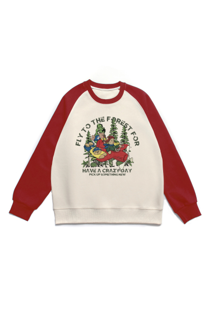 Flying to the Forest Print Long Sleeve Cotton T-Shirt