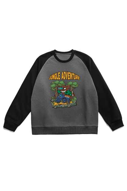 Jungle Adventure Print Long Sleeve Cotton T-Shirt