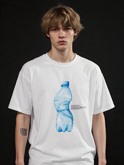  Plastic Bottle Printed Short-sleeved Cotton T-shirt
