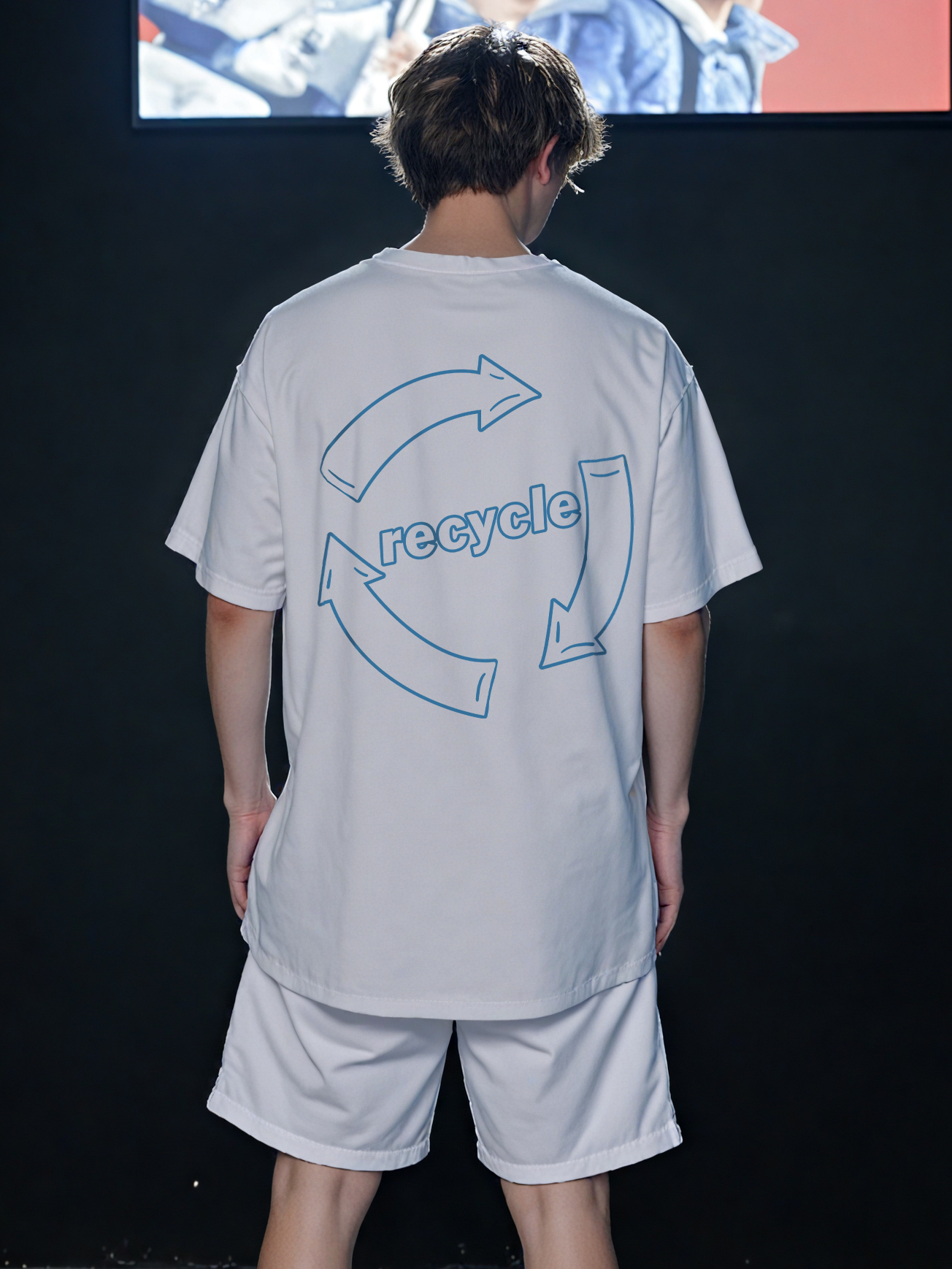  Plastic Bottle Printed Short-sleeved Cotton T-shirt