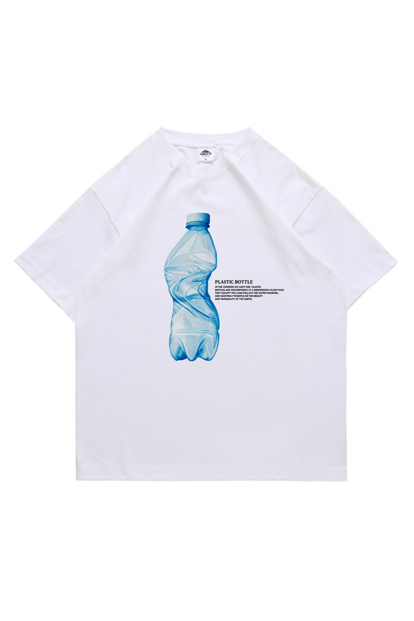 Plastic Bottle Printed Short-sleeved Cotton T-shirt