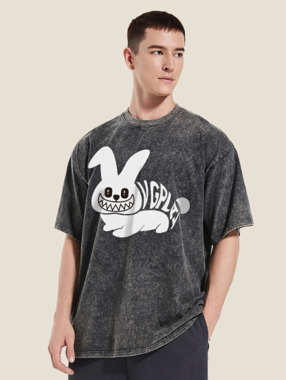 Vgplay Rabbit Printed Short-sleeved Cotton T-shirt