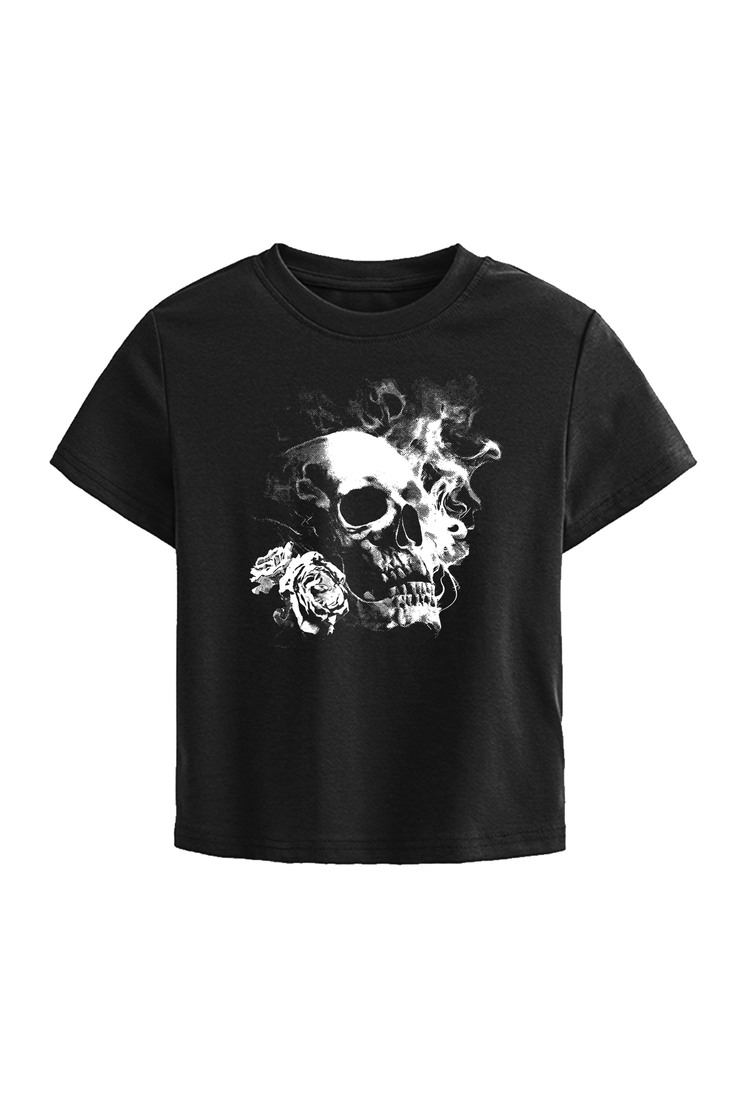 Skull and Roses Print Short-sleeved Couple T-shirt
