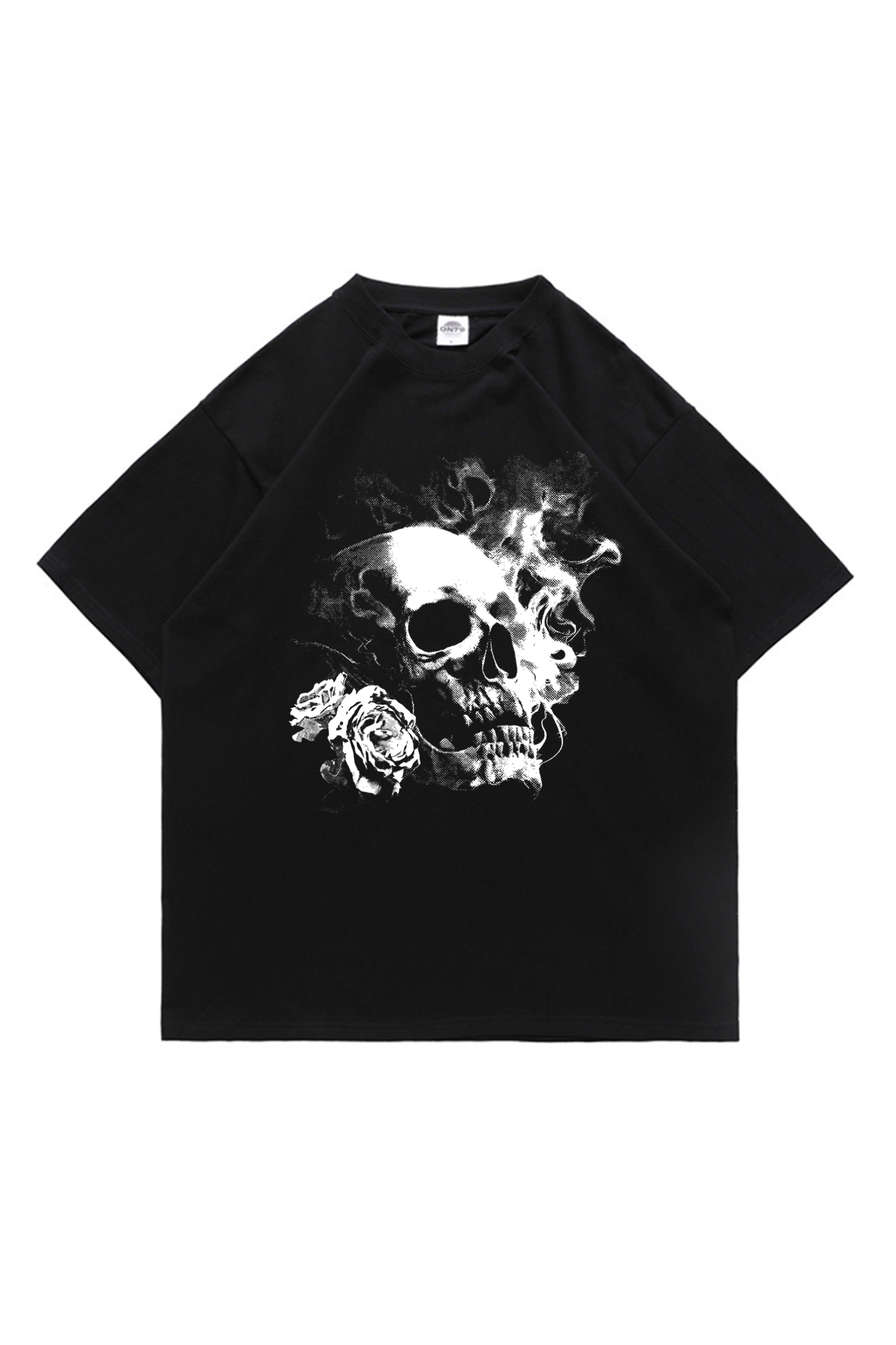 Skull and Roses Print Short-sleeved Couple T-shirt